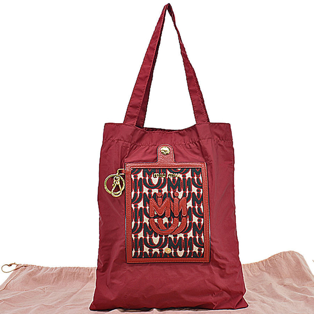 Miu Miu Handbag Eco Bag Nylon Alloy Leather Red
